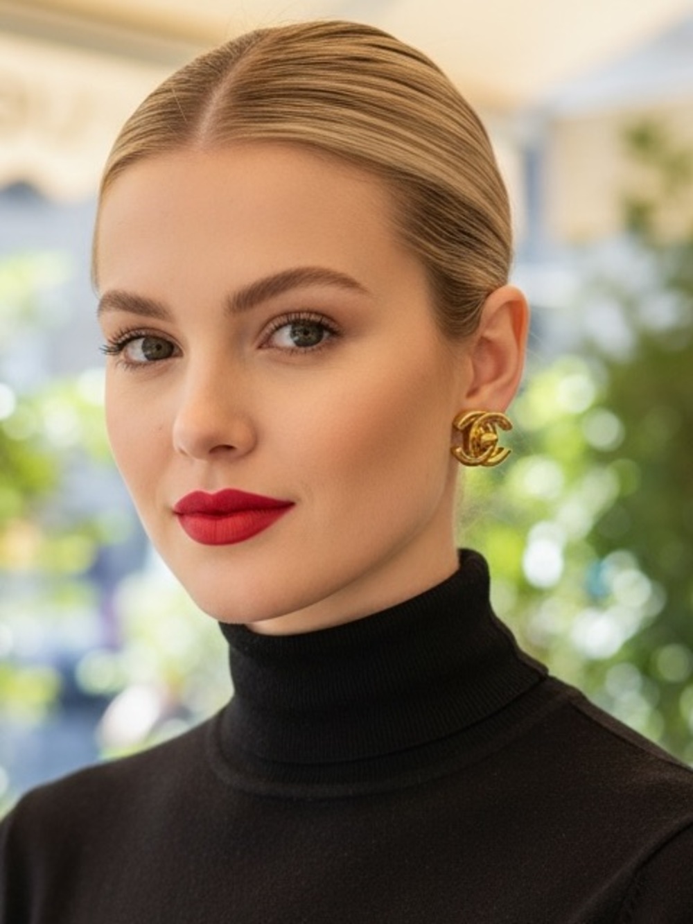 CHANEL Gold Interlocking CC Turnlock Clip-On Earrings - Picture 2 of 6